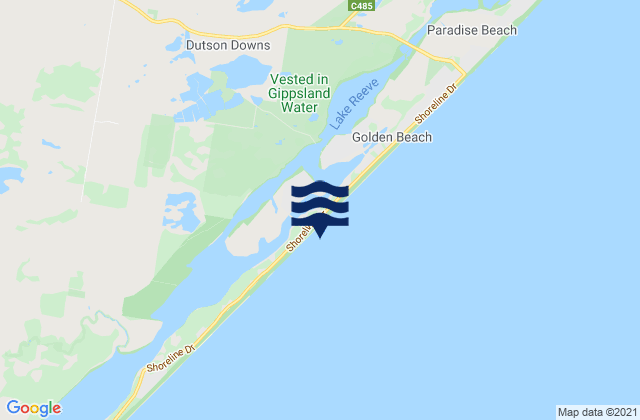 Mapa da tábua de marés em The Wreck Beach, Australia