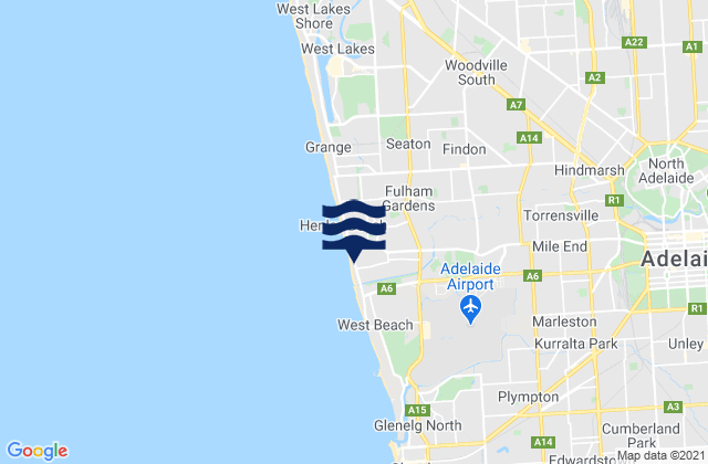 Mapa da tábua de marés em Thebarton, Australia