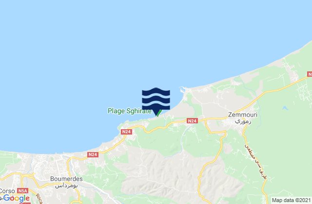 Mapa da tábua de marés em Thenia, Algeria