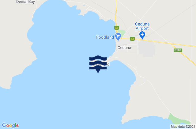 Mapa da tábua de marés em Thevenard, Australia