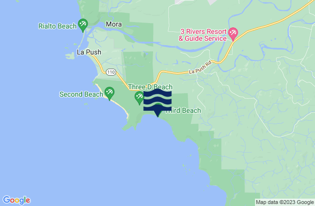 Mapa da tábua de marés em Third Beach, United States