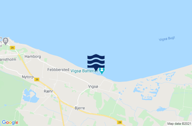 Mapa da tábua de marés em Thisted, Denmark