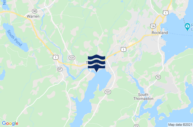 Mapa da tábua de marés em Thomaston, United States