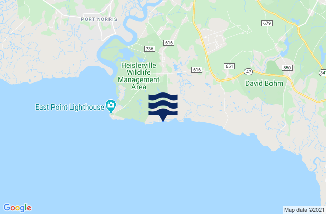 Mapa da tábua de marés em Thompsons Beach, United States