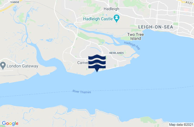 Mapa da tábua de marés em Thorney Bay Beach, United Kingdom