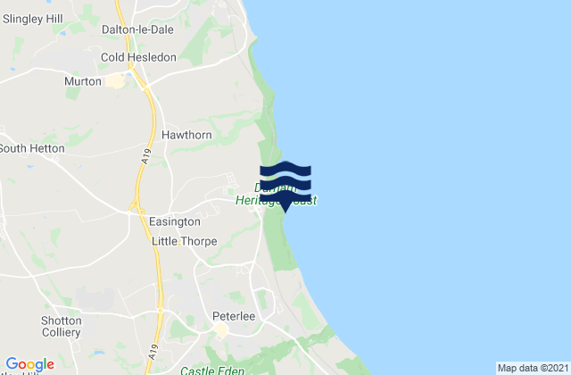 Mapa da tábua de marés em Thornley, United Kingdom