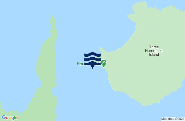 Mapa da tábua de marés em Three Hummock Island, Australia