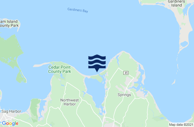 Mapa da tábua de marés em Threemile Harbor Entrance (Gardiners Bay), United States