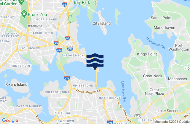 Mapa da tábua de marés em Throgs Neck (Bronx), United States