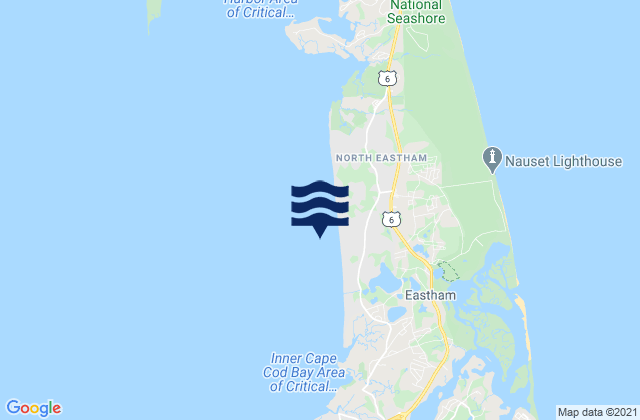 Mapa da tábua de marés em Thumpertown Beach, United States