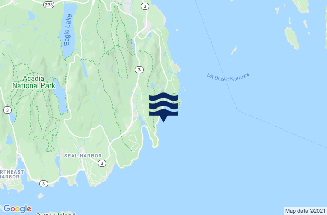 Mapa da tábua de marés em Thunder Hole, United States