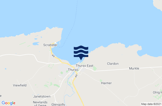 Mapa da tábua de marés em Thurso East, United Kingdom