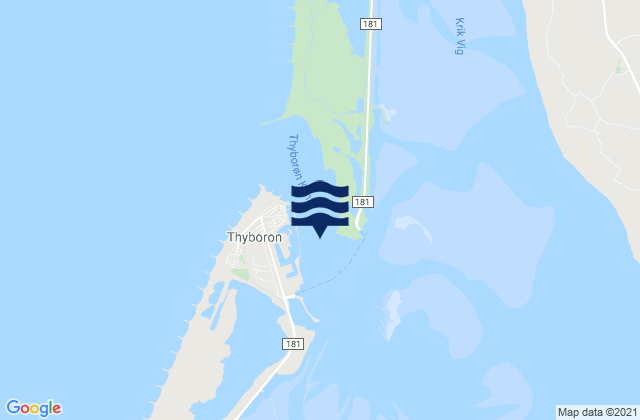 Mapa da tábua de marés em Thyboron Channel, Denmark