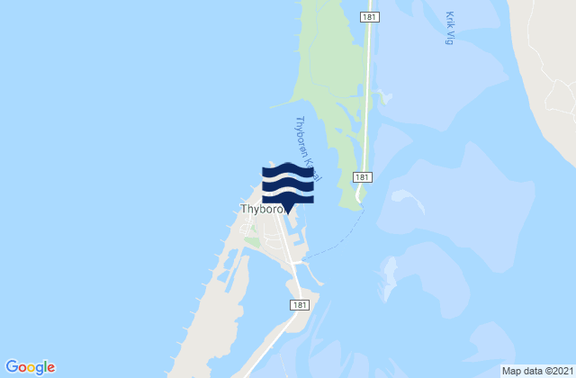 Mapa da tábua de marés em Thyborøn, Denmark