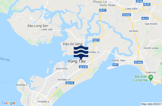 Mapa da tábua de marés em Thành Phố Vũng Tàu, Vietnam