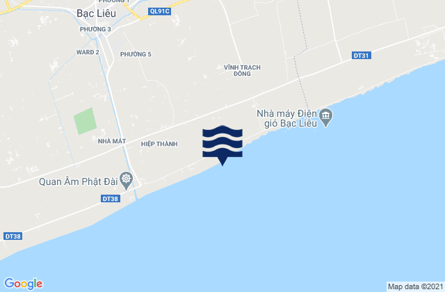 Mapa da tábua de marés em Thành phố Bạc Liêu, Vietnam