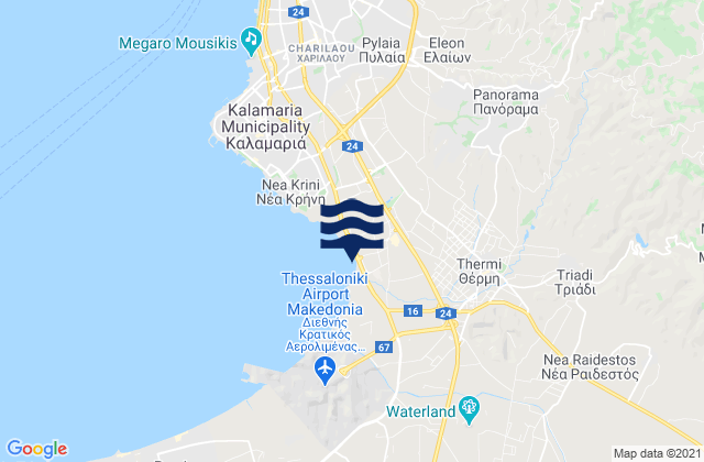 Mapa da tábua de marés em Thérmi, Greece