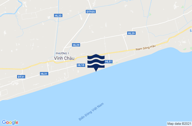 Mapa da tábua de marés em Thị Xã Vĩnh Châu, Vietnam