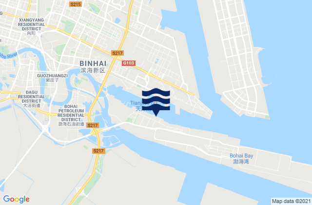 Mapa da tábua de marés em Tianjin Xin Gang, China