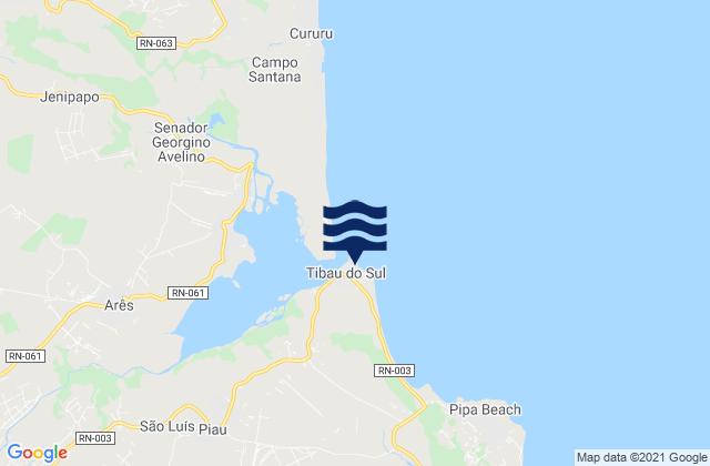 Mapa da tábua de marés em Tibau do Sul, Brazil