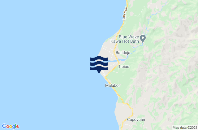 Mapa da tábua de marés em Tibiao, Philippines