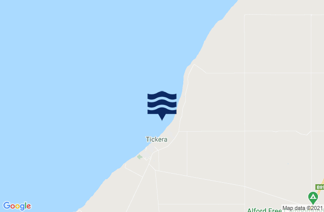 Mapa da tábua de marés em Tickera Bay, Australia