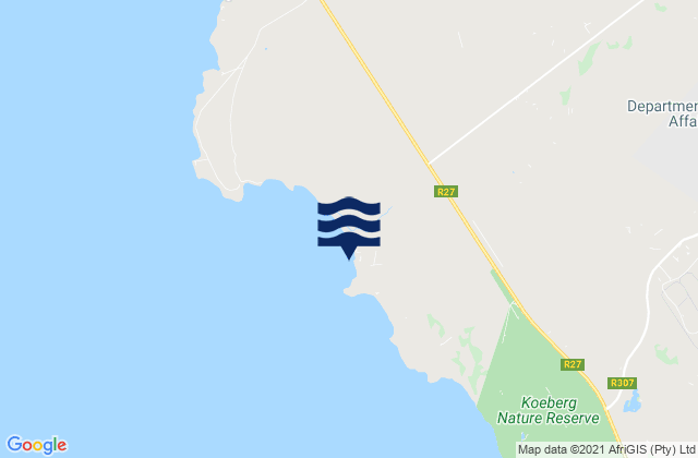 Mapa da tábua de marés em Tidals, South Africa
