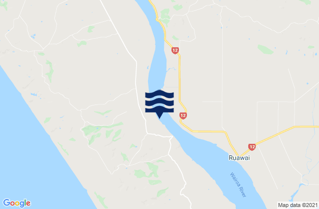 Mapa da tábua de marés em Tikinui, New Zealand