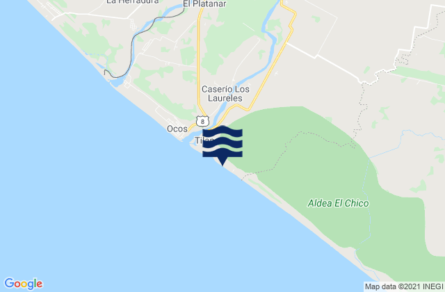 Mapa da tábua de marés em Tilapa, Guatemala