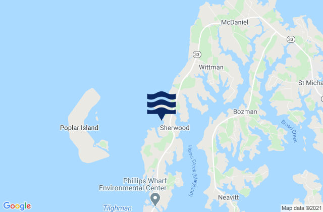 Mapa da tábua de marés em Tilghman Island (Ferry Cove Eastern Bay), United States