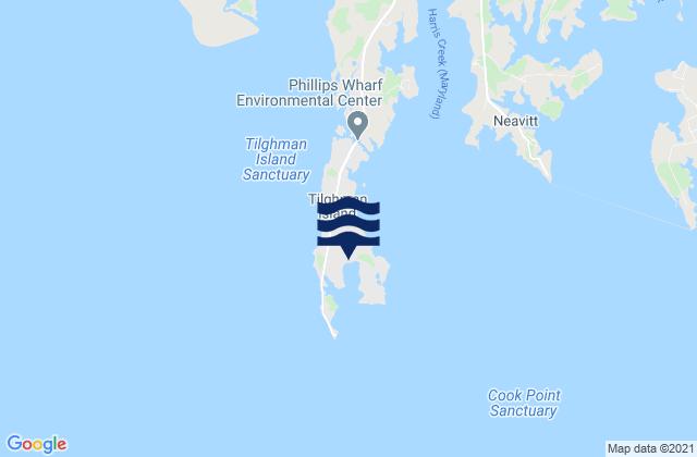 Mapa da tábua de marés em Tilghman Island, United States