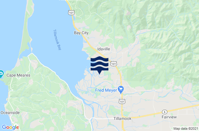 Mapa da tábua de marés em Tillamook (Hoquarten Slough), United States