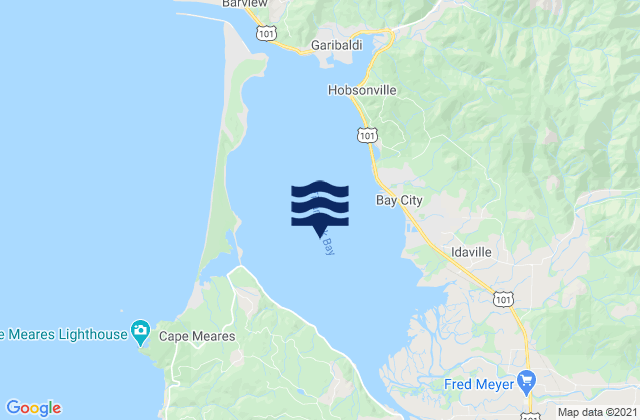 Mapa da tábua de marés em Tillamook Bay, United States