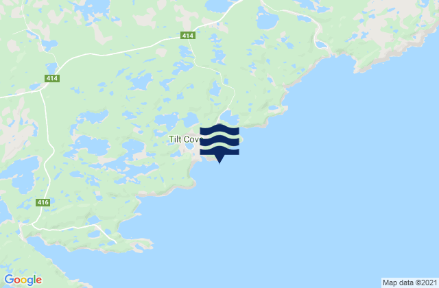 Mapa da tábua de marés em Tilt Cove, Canada
