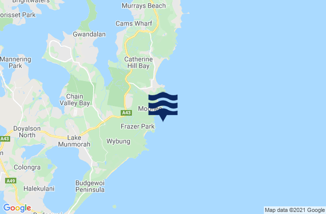 Mapa da tábua de marés em Timber Beach, Australia