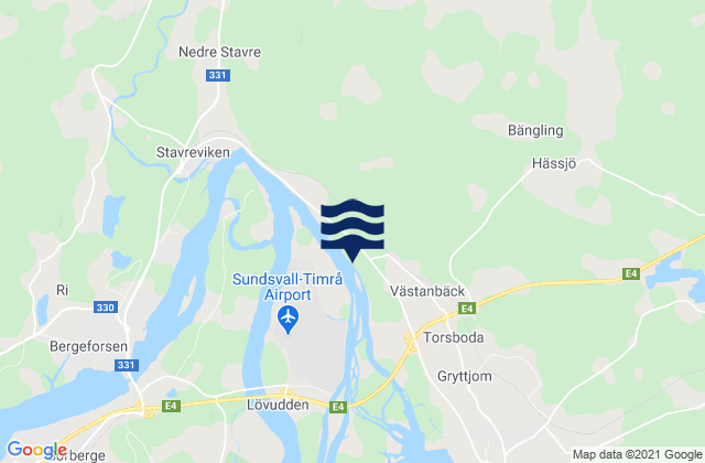 Mapa da tábua de marés em Timrå Kommun, Sweden