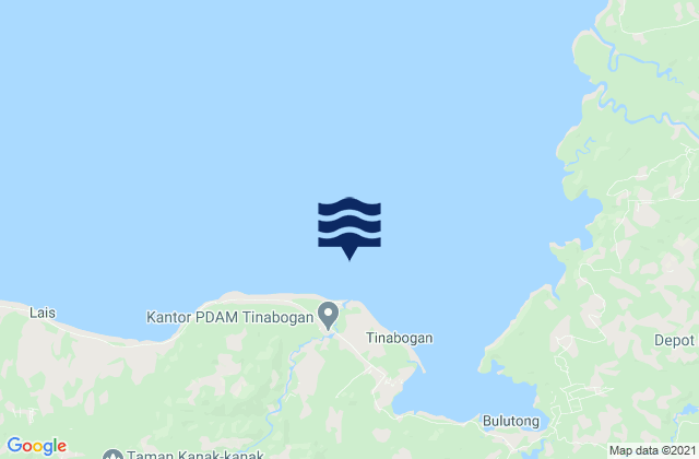 Mapa da tábua de marés em Tinabogan, Indonesia