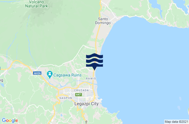 Mapa da tábua de marés em Tinago, Philippines