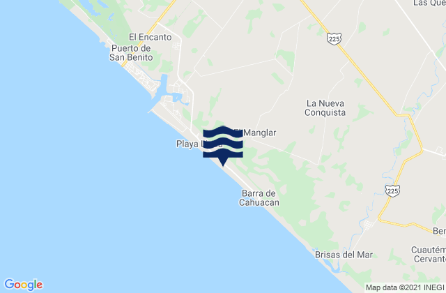 Mapa da tábua de marés em Tinajas 1ra. Sección, Mexico