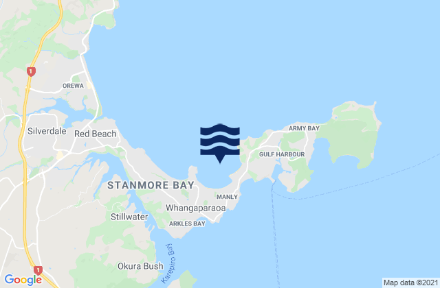 Mapa da tábua de marés em Tindalls Beach, New Zealand