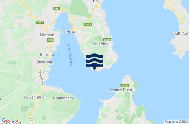 Mapa da tábua de marés em Tinderbox Beach, Australia