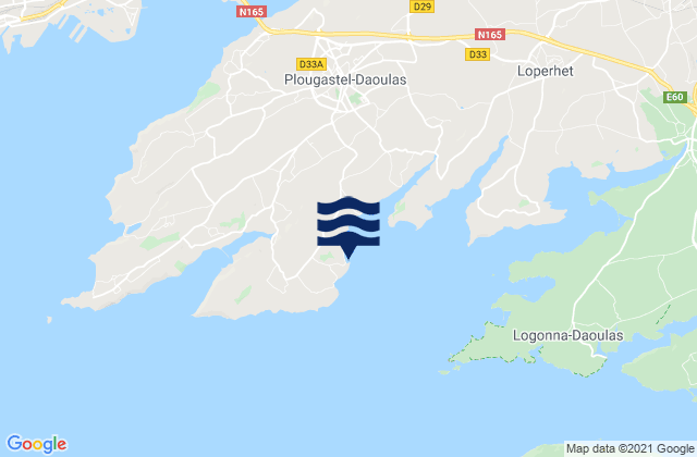 Mapa da tábua de marés em Tinduff, France