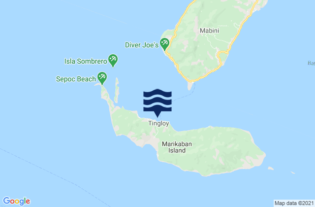 Mapa da tábua de marés em Tingloy, Philippines