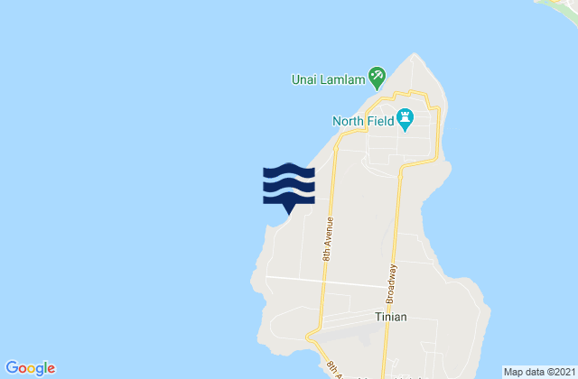 Mapa da tábua de marés em Tinian Municipality, Northern Mariana Islands