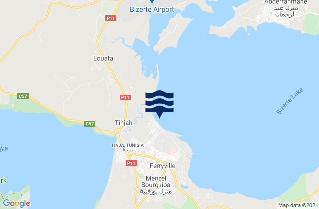 Mapa da tábua de marés em Tinja, Tunisia