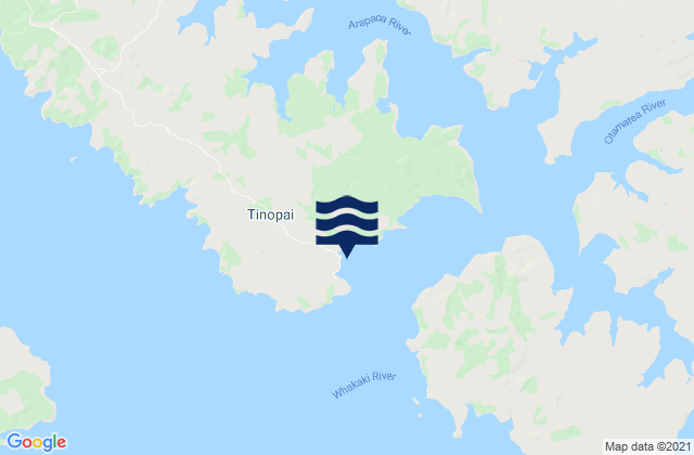 Mapa da tábua de marés em Tinopai, New Zealand