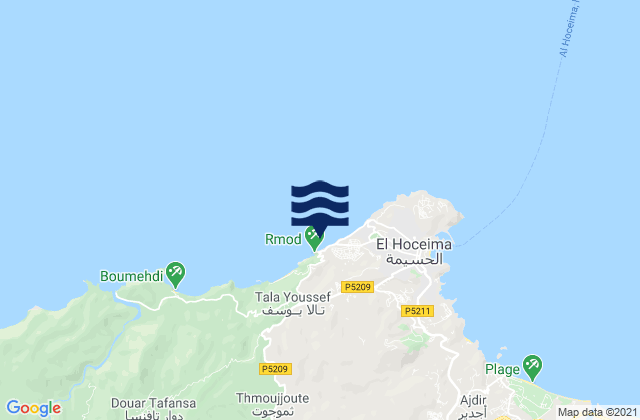 Mapa da tábua de marés em Tirhanimîne, Morocco