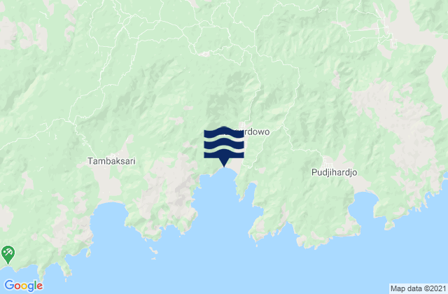 Mapa da tábua de marés em Tirtoyudo, Indonesia
