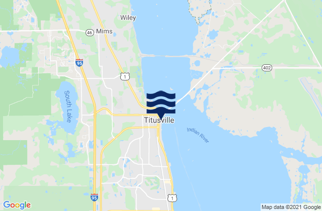 Mapa da tábua de marés em Titusville, United States