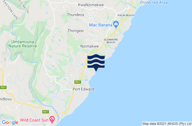 Mapa da tábua de marés em To Strand, South Africa